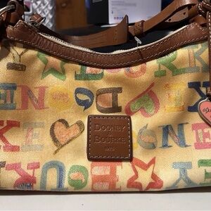 Vintage DOONEY & BOURKE scribble multicolour Leather Hobo Shoulder Bag Purses